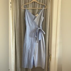 The Room Light Blue Striped Wrap Dress Women's size M